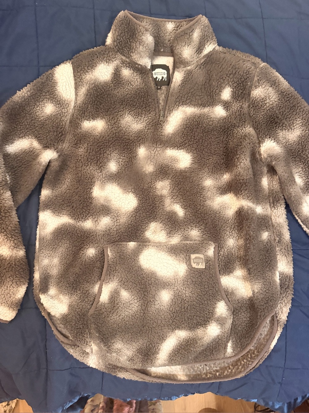 Buffalo David Bitton Taupe and Cream Sherpa Half-Zip Pullover